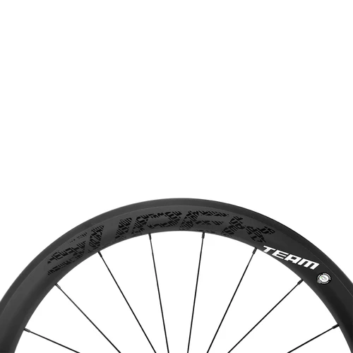 Imagen 2 del producto SUPERTEAM-juego de ruedas de carbono para bicicleta de carretera, ruedas de carbono de 50mm, calcomanía negra, rueda de bicicleta con superficie de freno de basalto de cubo R18