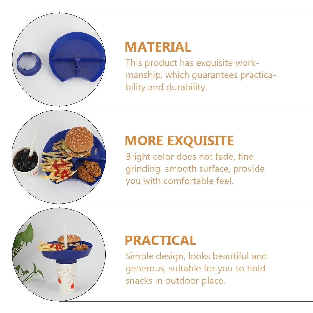 

1 set 1 Set Of Creative Pp Food Plate Three Grid Portable Snack Storage Tray Multi Section Divider Plate For Outdoor Use
