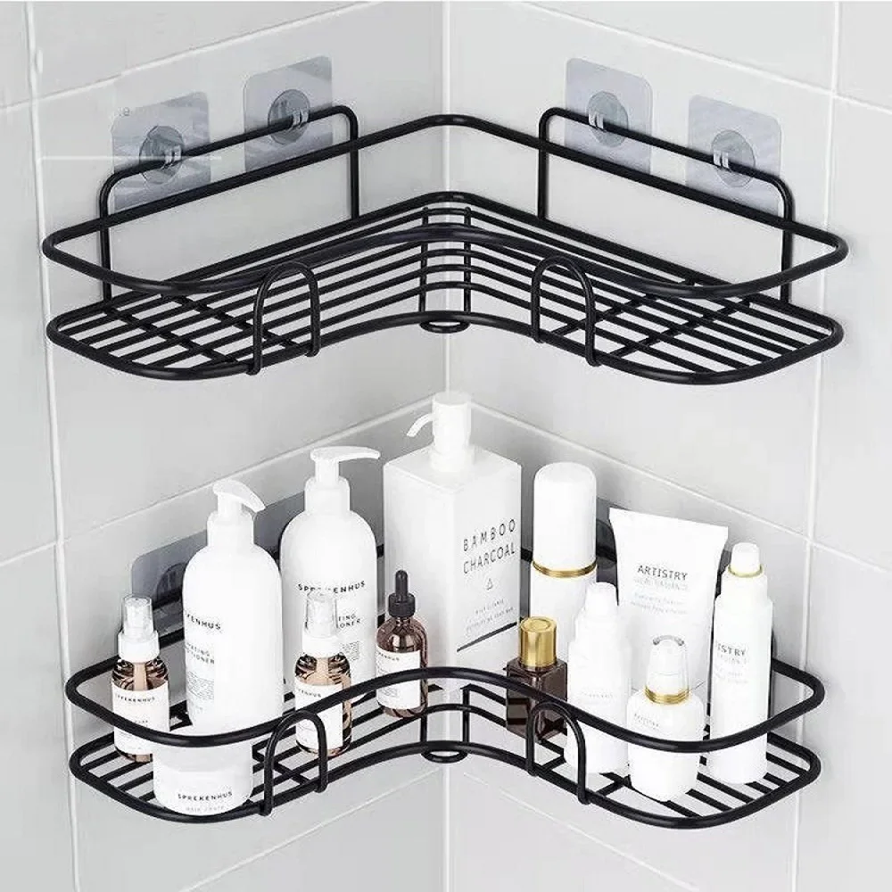 

Wall Shelf Kitchen Organizer Shelves Bathroom Shelf Corner Iron Shower Caddy Storage Rack Shampoo Holder Bathroom Accessories