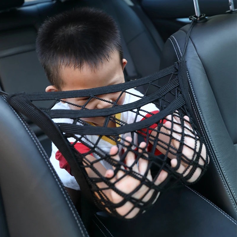 Car Interior Trunk Seat Back Elastic Mesh Net Car Back Rear Trunk Seat Elastic String Net Storage Bag Auto Interior Accessories