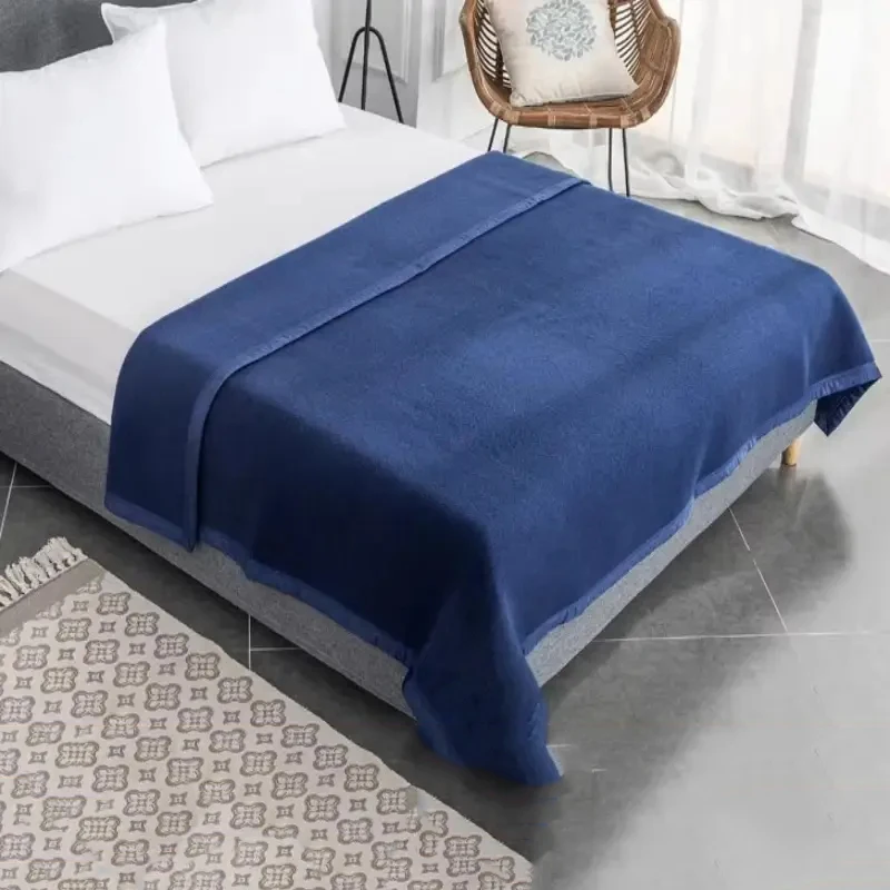 1.5*2m Wool Blankets Warm Comforter Blue 60% Wool Blanket For Winter Spring Autumn Adult Children Camping Sofa Dormitory Bedding