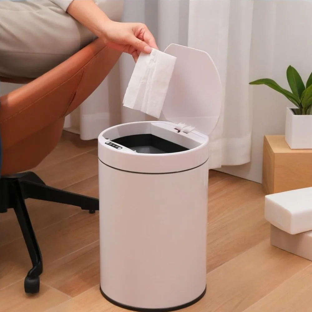 

Stainless Steel Automatic Sensor Trash Can 8L Food Waste Separate 12L Trash Bins Rechargeable Household Kitchen Cleaning