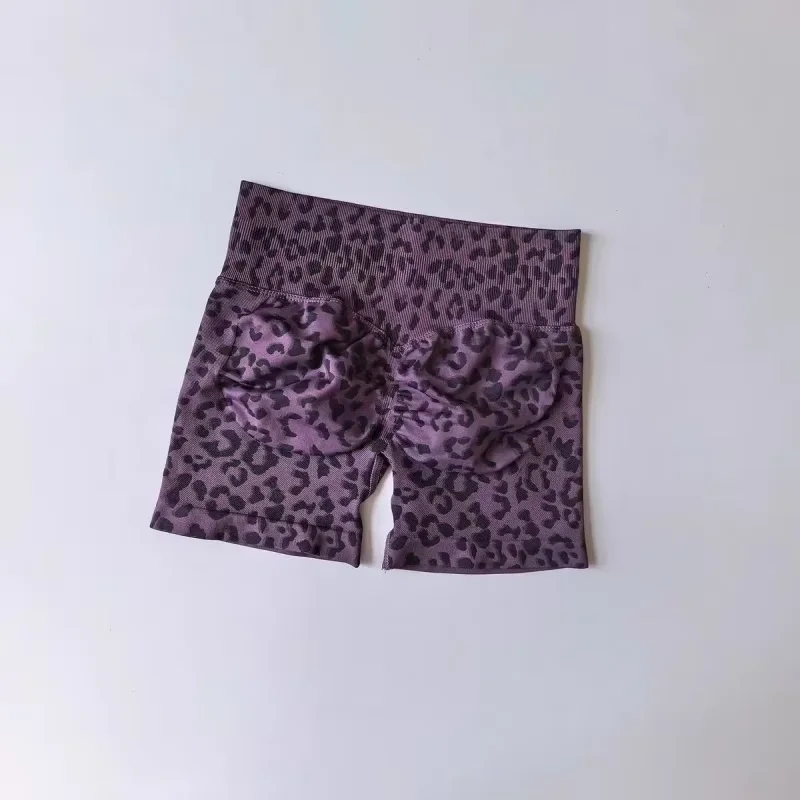 Sexy Yoga-Shorts mit Leopardenmuster, nahtlos, hohe Taille, Po-Lifting-Effekt, Bauchkontrolle, 4-Wege-Stretch, atmungsaktiv, Trainings- und Radhose – Detail 8