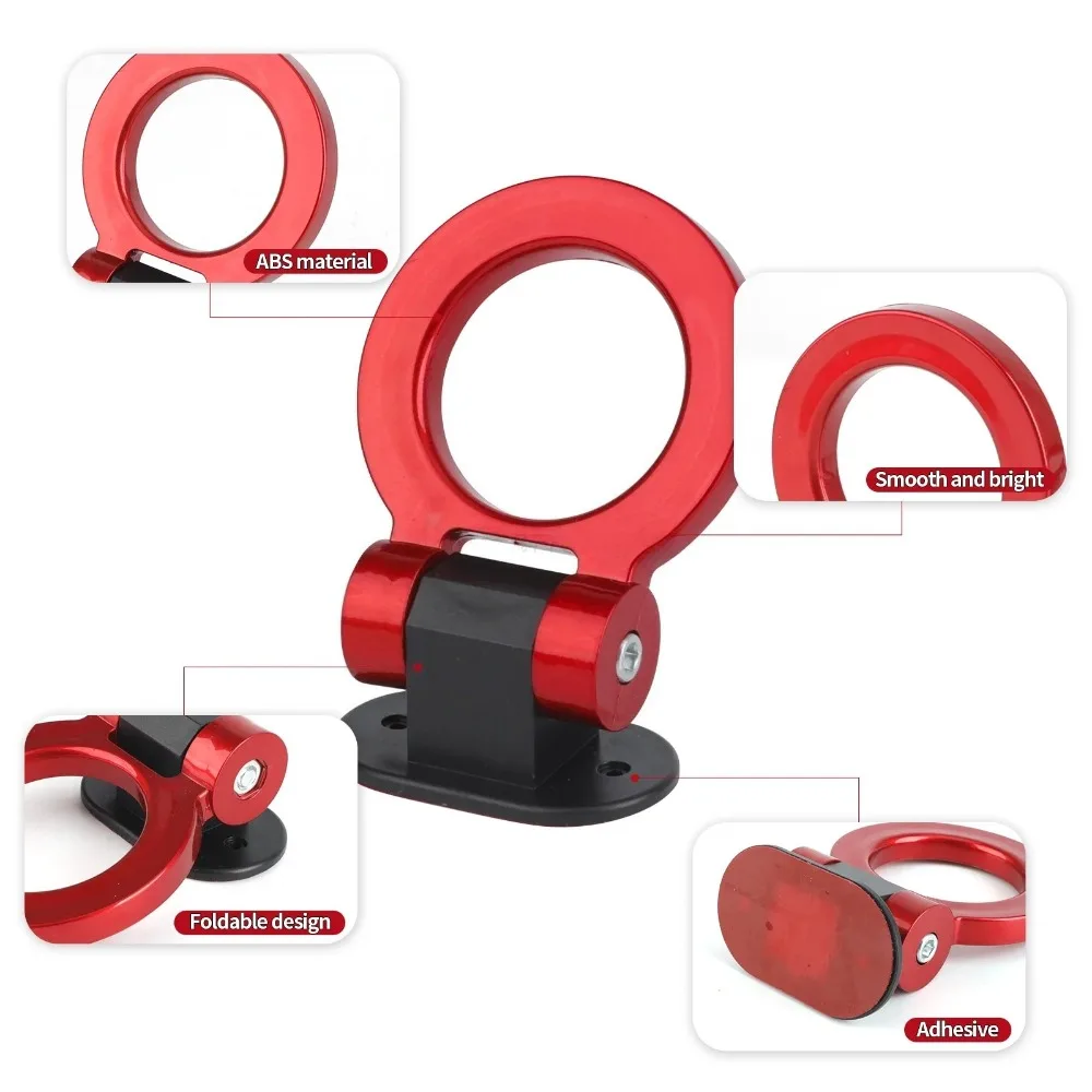 2Pcs Car Styling Trailer Hooks Sticker Decoration Car Auto Rear Front Trailer Simulation Racing Ring Vehicle Towing Hook view 5