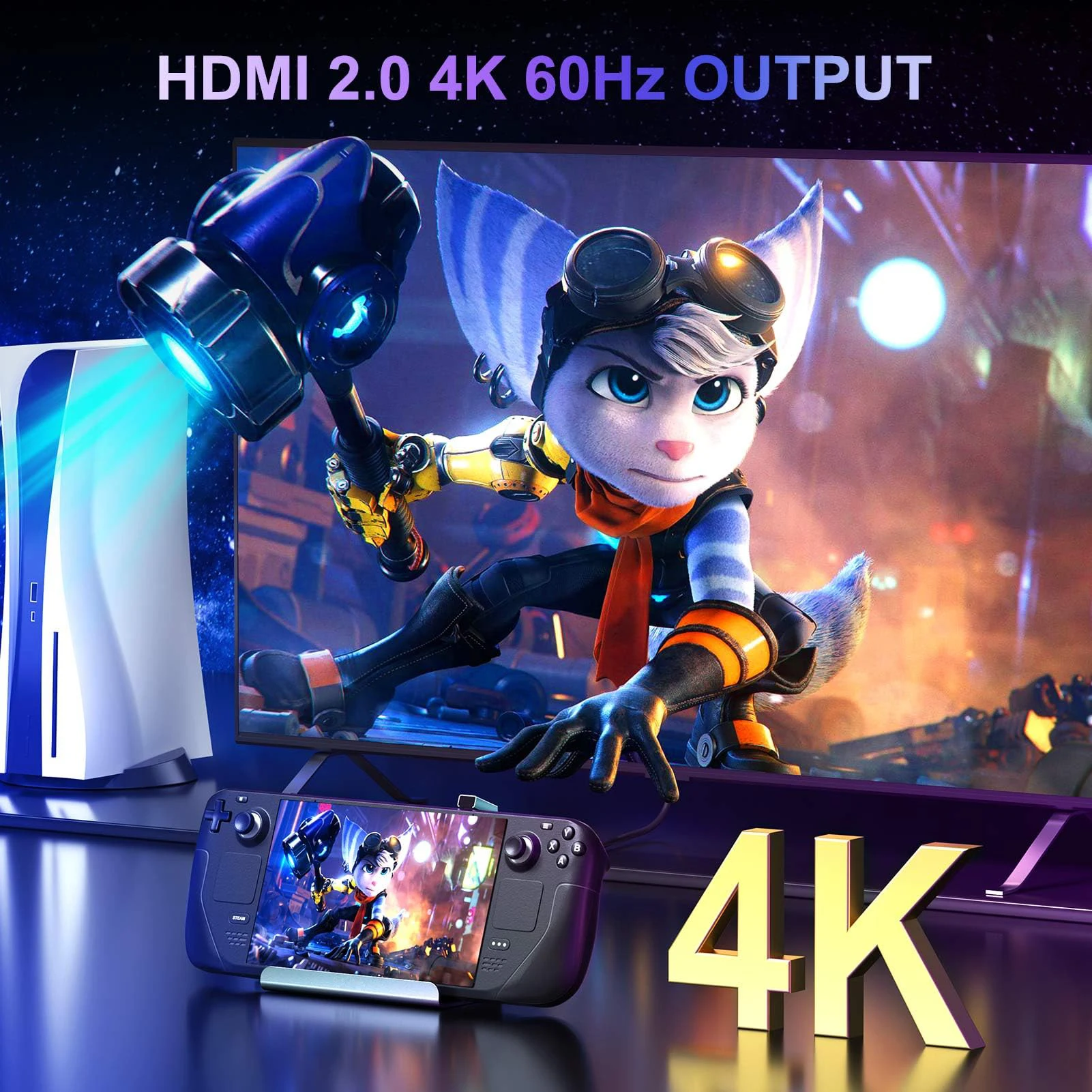 محطة لرسو السفن لسطح البخار ، HDMI ، RJ45 إيثرنت ، USB ، ushing W ، Port ، متوافقة مع سطح البخار ، 6 في 1