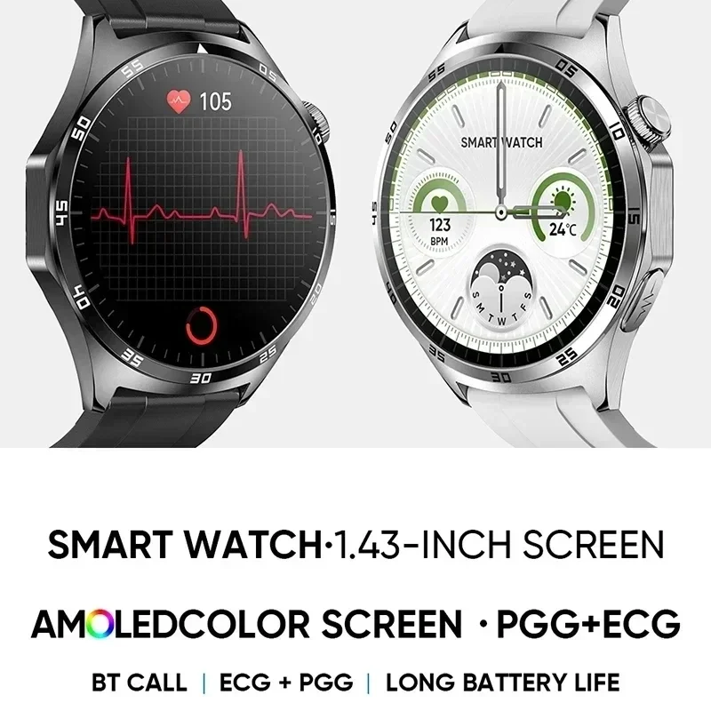 Smart Watch Men Watch AMOLED Screen Bluetooth Calls Accurate ECG+PPG Heart Rate Body Temperature Smartwatch  for Huawei Xiaomi