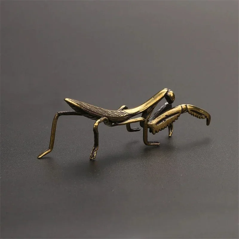 Copper Praying Mantis Miniature Ornaments Retro Flower Pot Decoration Decoration Craft Accessories Tea Pet Antique