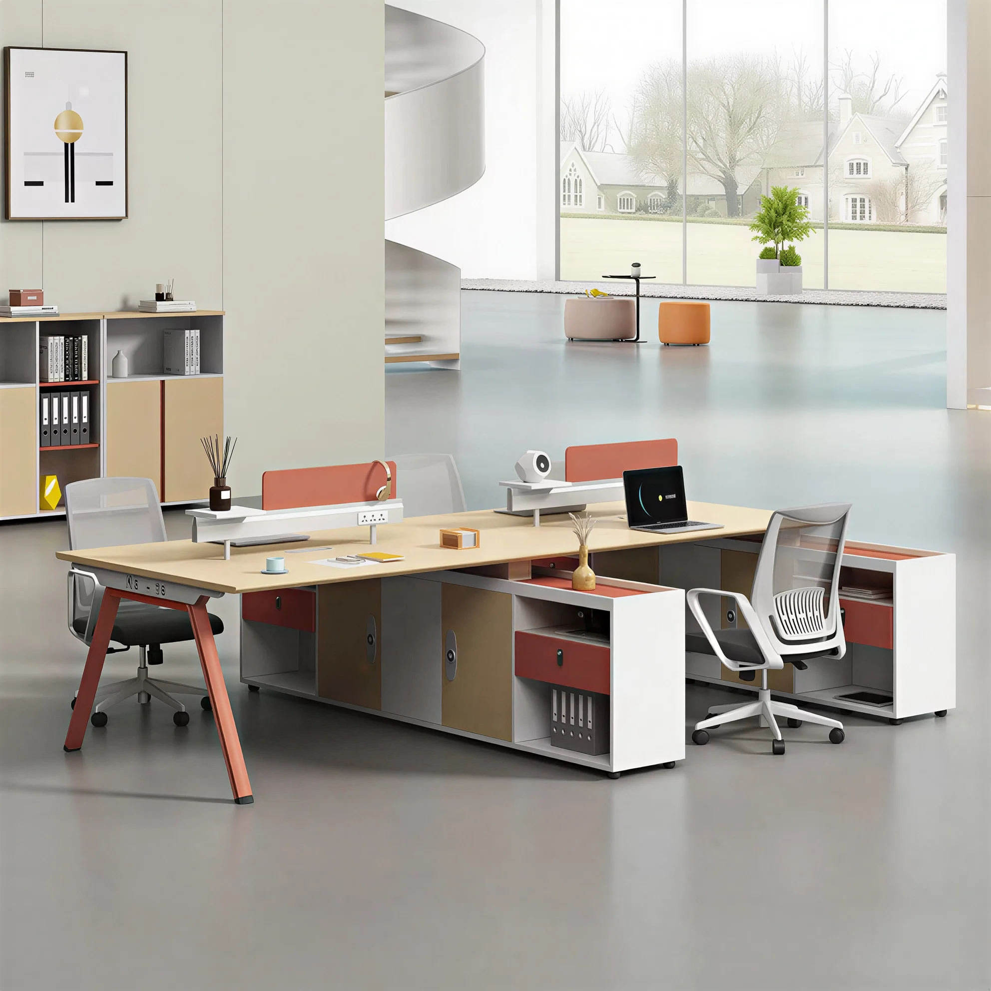 @#Modern Classical Minimalist Office Desk Wide Workstation Durable Features Convenient Computer Table Furniture for Office Use