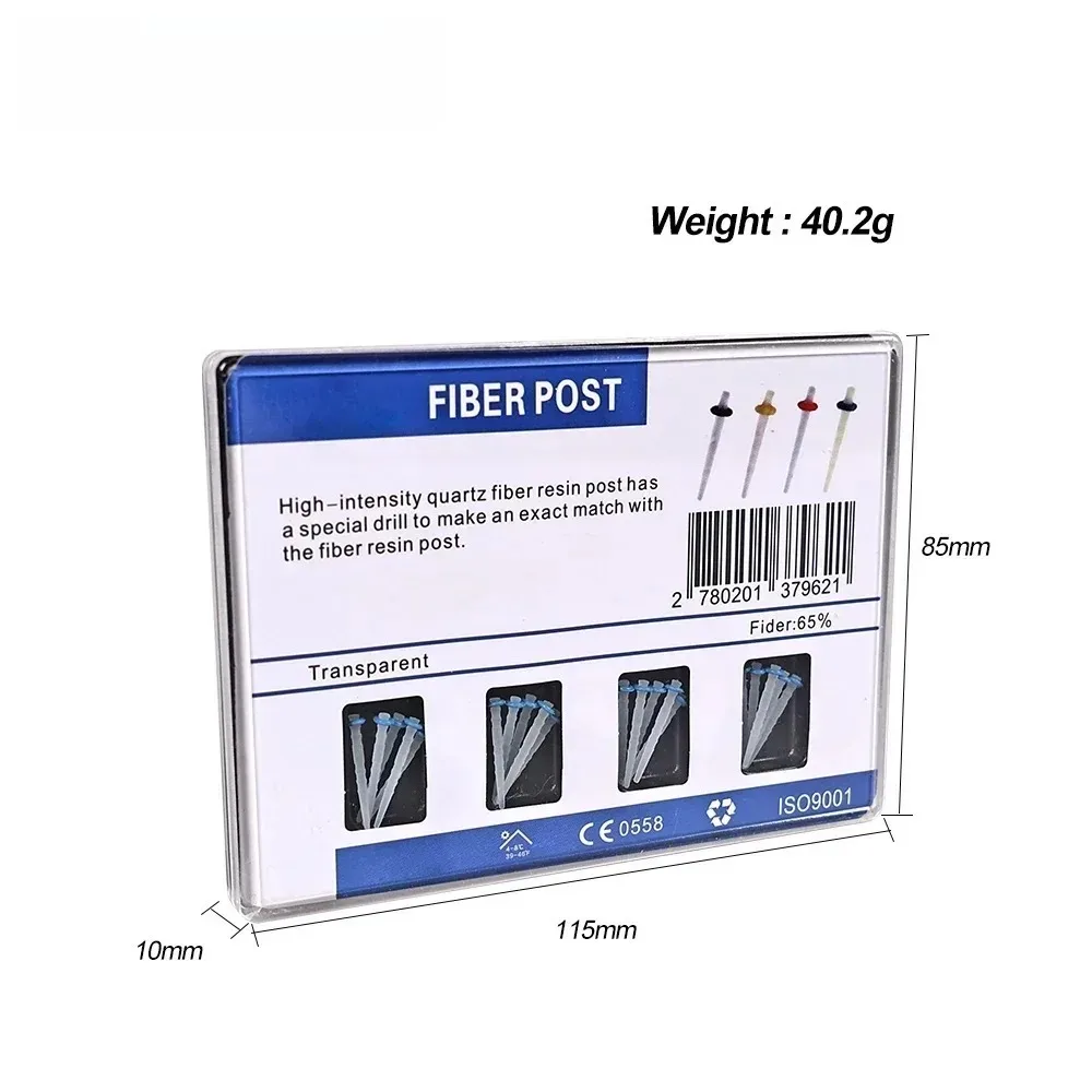 SYJH 1/5 Bag with 4 Drill Bit Dental Screw Glass Resin Fiber Post for Dental Root Canal Restorative Materials Oral Supplies