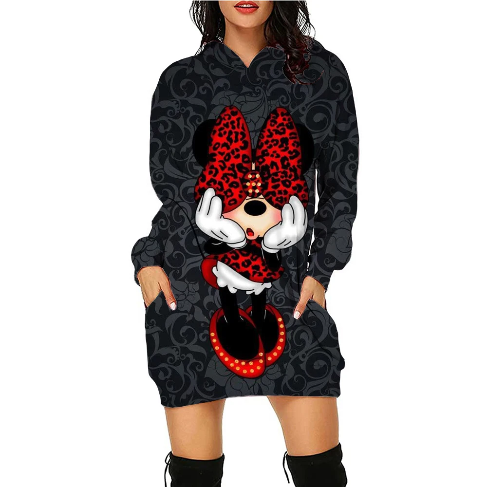 

Disney Prom Dresses Mini Dress Mickey Kawaii Minnie Mouse Sexy Hoodie Women 2024 Long Sleeves Elegant Sweater Dress Y2k Women's