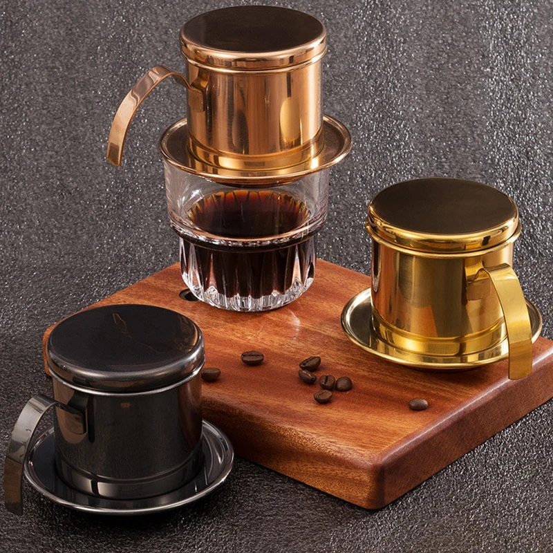 

Leeseph Portable Vietnamese Coffee Drip Filter French Press Stainless Steel Cup for Camping Small Coffee Maker