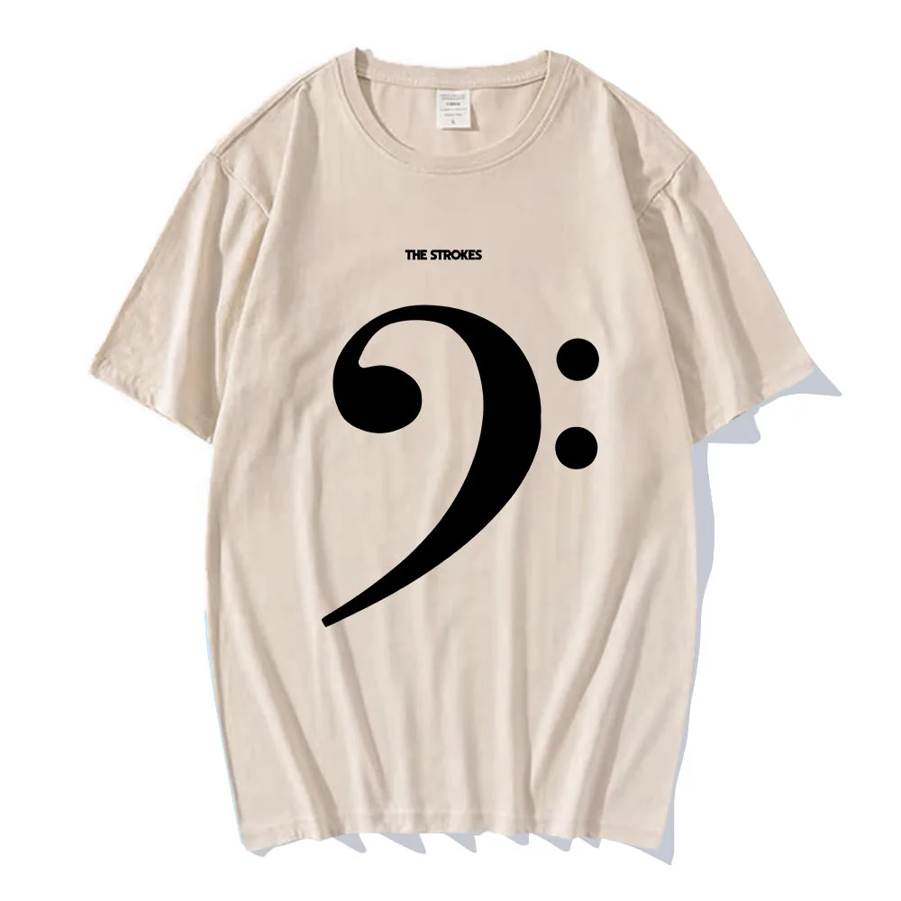 The Strokes Bass Clef Tee Summer Cotton Loose Men Women Tshirts Streetwear Design Graphic Print Merch Cotton Soft Male T-shirt