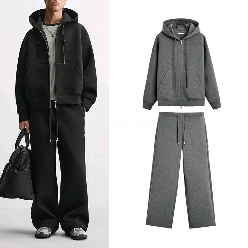 

Spring Men's Jogging Pants Hooded Zipper Sweatirt Long Sve Long Pants Running Set Casual Sportswear Two-Piece Suit