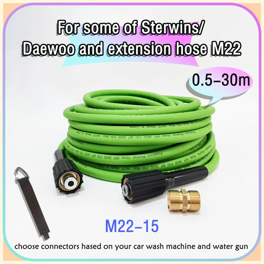 3600 PSI Kink Resistant High Pressure Hose M22-15 Adapter Extension Hose 0.5-30m Super Flexible Pressure Washer Hose Coupler Kit