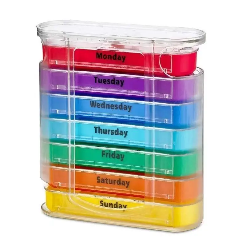 Detachable Weekly Pill Organizer 7 Days Pull Out Portable Mini Medicine Storage Dispenser Transparent Colorful Pill Case
