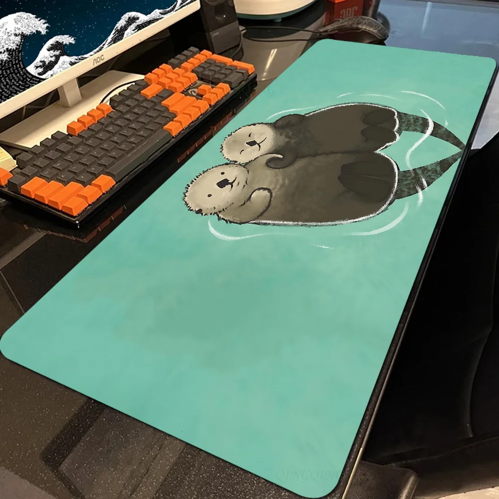 Cute cartoon otter Mousepad Mouse Mat With Pad gaming accessories Prime Gaming XXL Keyboard Pad Stitch Padding Mat