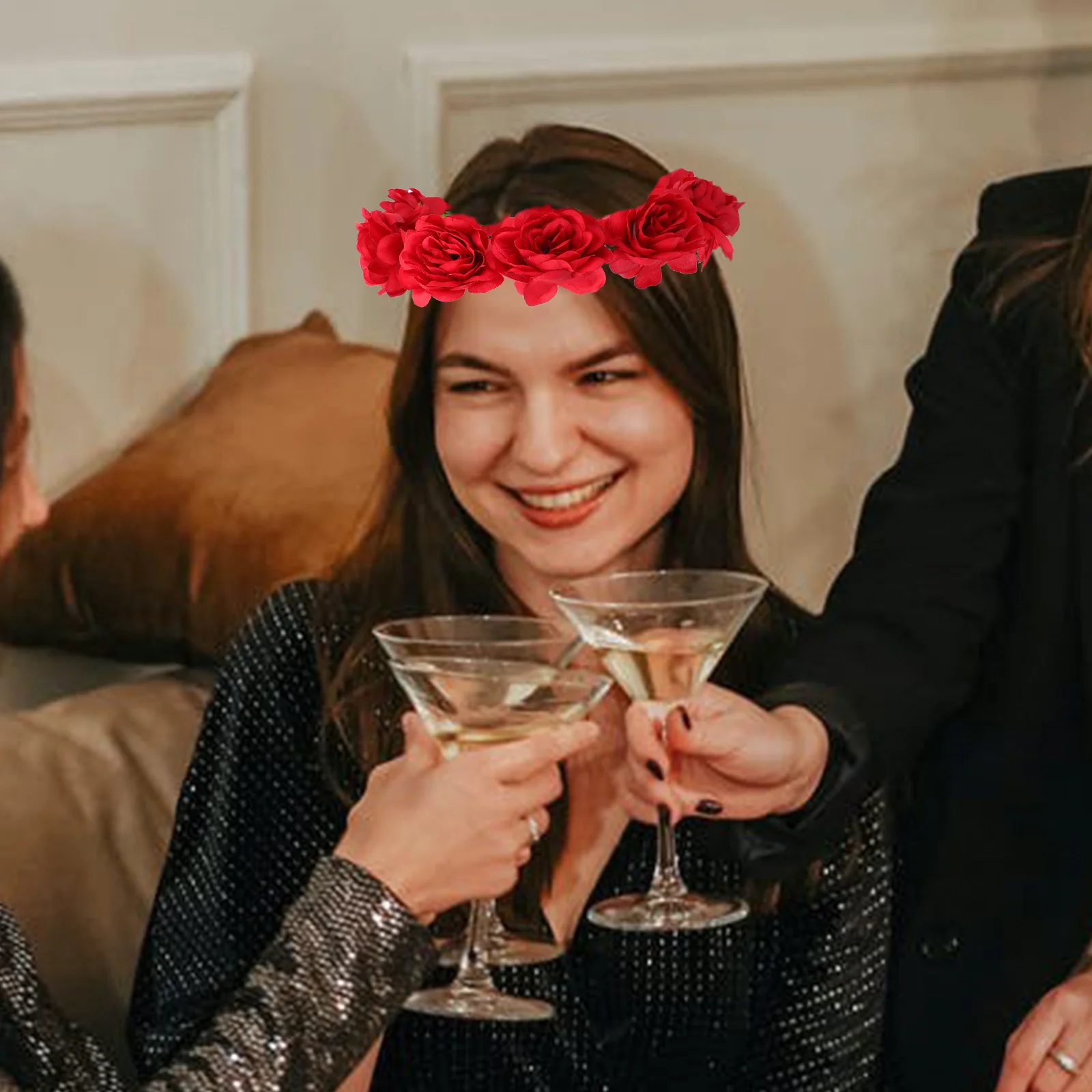 

1 шт., обруч для волос с розой, повязка на голову с цветочным принтом, мини-венок для девочек, повязка для волос с искусственным цветком, тканевый цветочный венок, инструмент для укладки волос