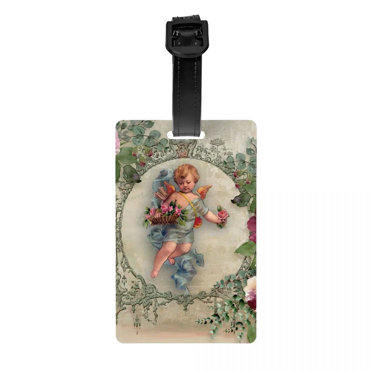 Custom Vintage Rose Victorian Angel Luggage Tag Travel Bag Suitcase Privacy Cover ID Label