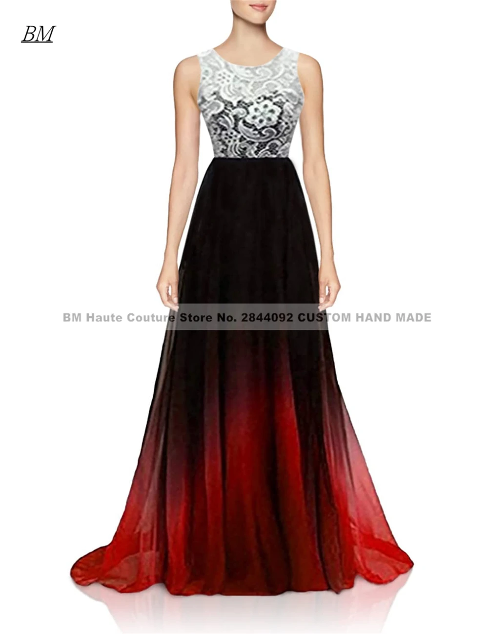 Robe De Soiree Kant Goedkope Applicaties Elegant Ombre Gradiënt Prom Dresses Kralen Lange Chiffon Avondjurk Bruidsmeisje Party Gown