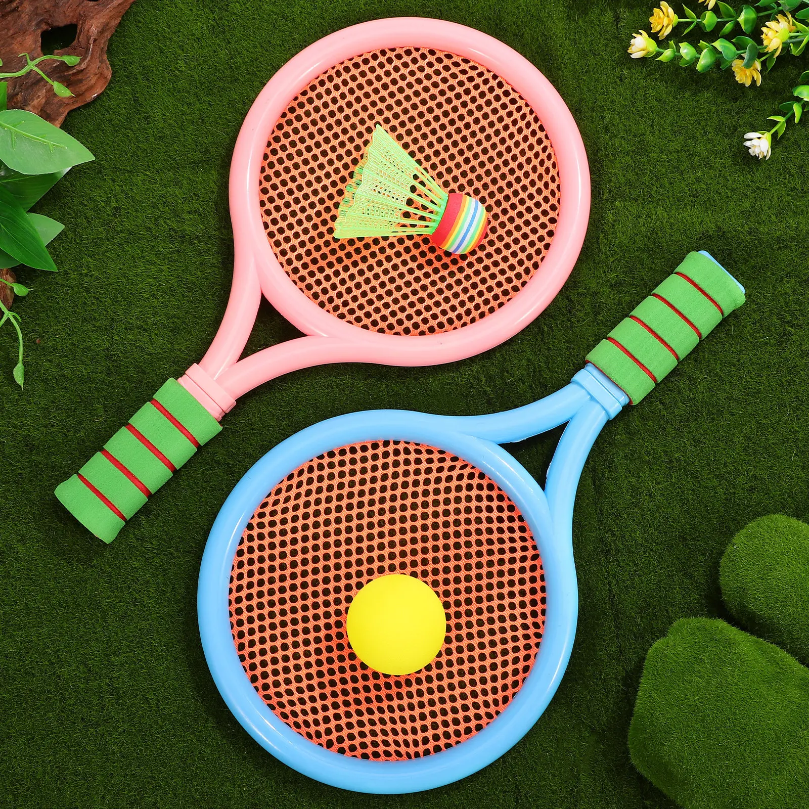 

1 Set Badminton Racket Set Small Size Soft Padded Handle With Shuttlecock Ball For Young Players Outdoor Sports