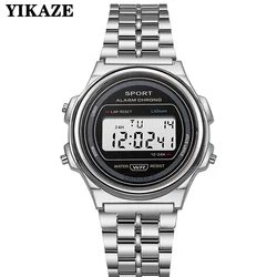 YIKAZE Steel Men's Watch Classic Business Men Digital Watches Alarm Chrono Electronic Wristwatch Sports Clock for Man Women