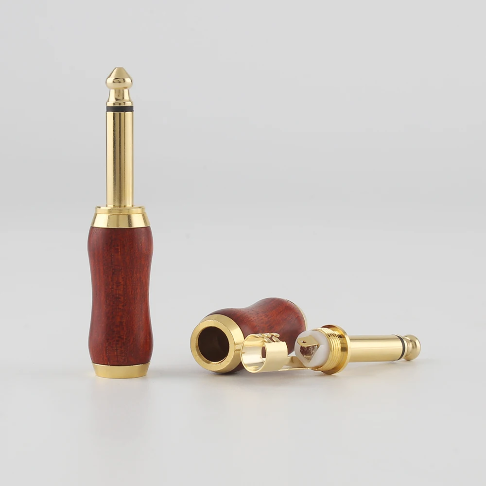 Audiocrast WH805 sandalo rosso 6.35 palissandro rosso legno di sandalo placcatura in oro spina Mono professionale 2 poli 6.35 MM 6.3MM Jack Plug