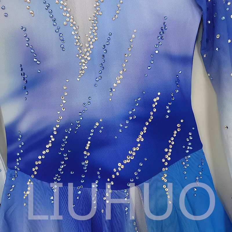 LIUHUO Ice Figure Skating Dress Girls Women Teens Stretchy Spandex Gradient Competition Wholesale