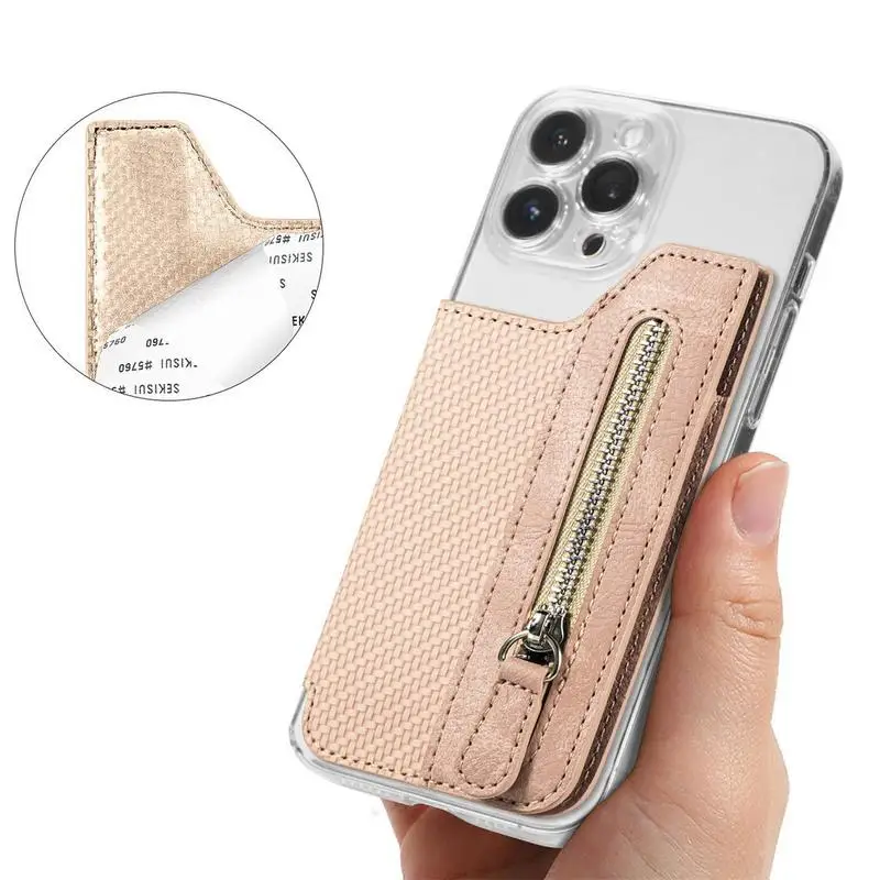 Phone Card Holder Wallet Back Of Phone Multi-Slot Money Pocket Folding Credit Card Holder Stick-on Mobile Phone Grip Case For