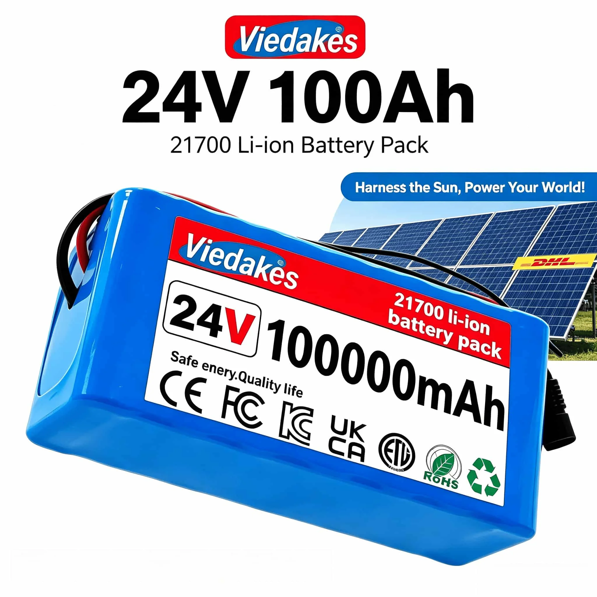 

21700 24V 80Ah Battery, BMS Protected, Free Charger for Electric Scooter & Off-grid Solar Storage System