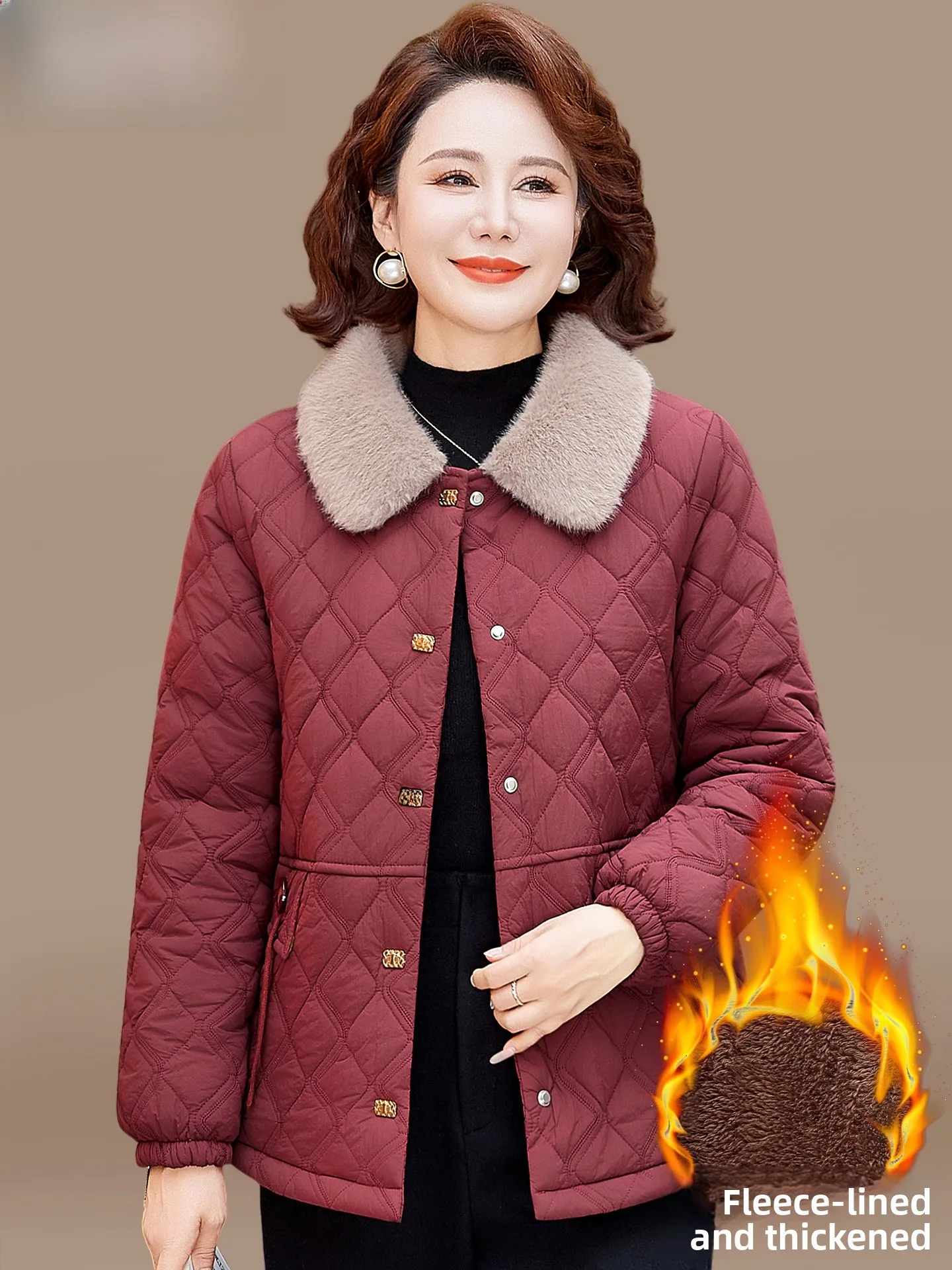 

Красная утепленная хлопковая куртка для женщин: модное зимнее пальто, теплое, свободного кроя, с воротником-стойкой, длинные брюки с прямым низом