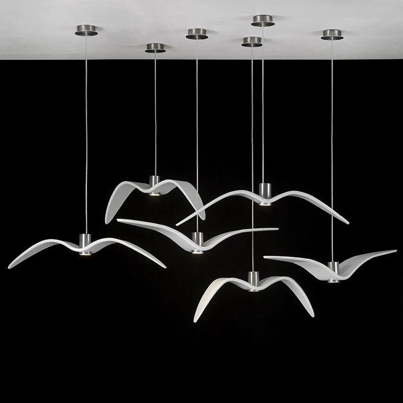 

Modern Seagull Chandelier White Art Creative Hanging Light Restaurant Exhibition Hall Pendant Light Hotel Loft Decor Droplights
