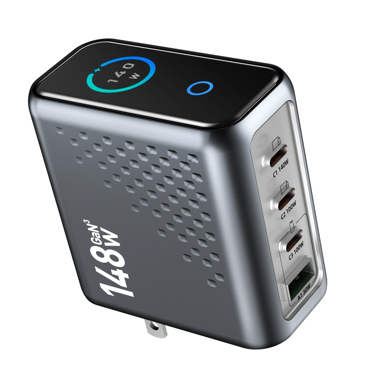 new-multi-port-148w-gan-fast-charging-with-display-3-usb-c-1-usb-a-fast-charging-adapter-for-phone-tablets-and-more-dropshipping