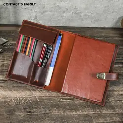 Luxury Retro Genuine Leather Notebook A5 Cover Case with Pen Holder Metal Buckle Journal Office Diary Travel Handmade Sketchbook