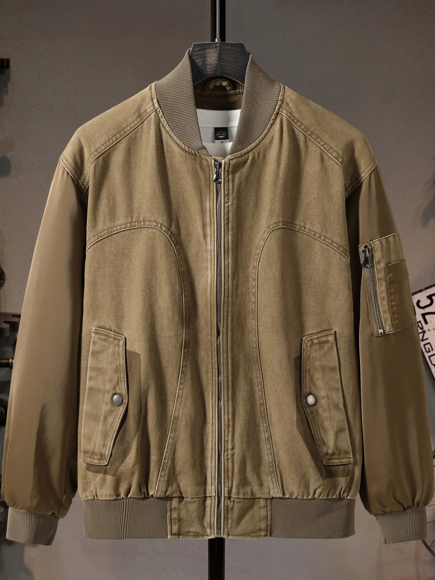 

Мужская повседневная куртка премиум-класса из хлопка с воротником-стойкой в стиле ретро, с множеством карманов, для активного отдыха и повседневной носки, спортивная куртка