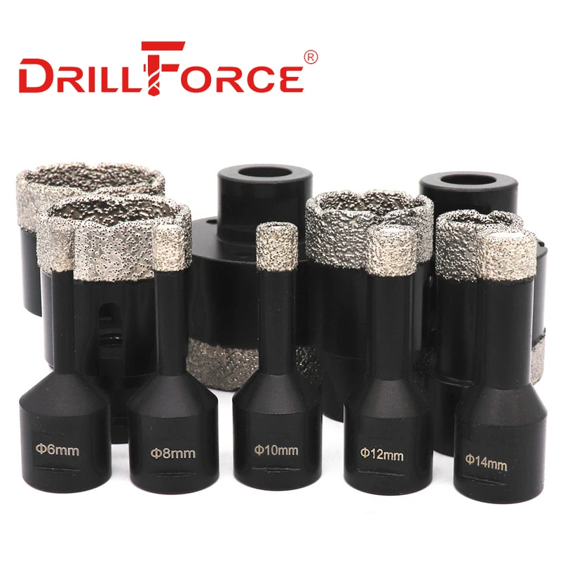 

Drillforce M14 Thread Drilling Core Bit Hole Saw Porcelain Tile Marble Stone Masonry Dry Vacuum Brazed Diamond Drill Bits