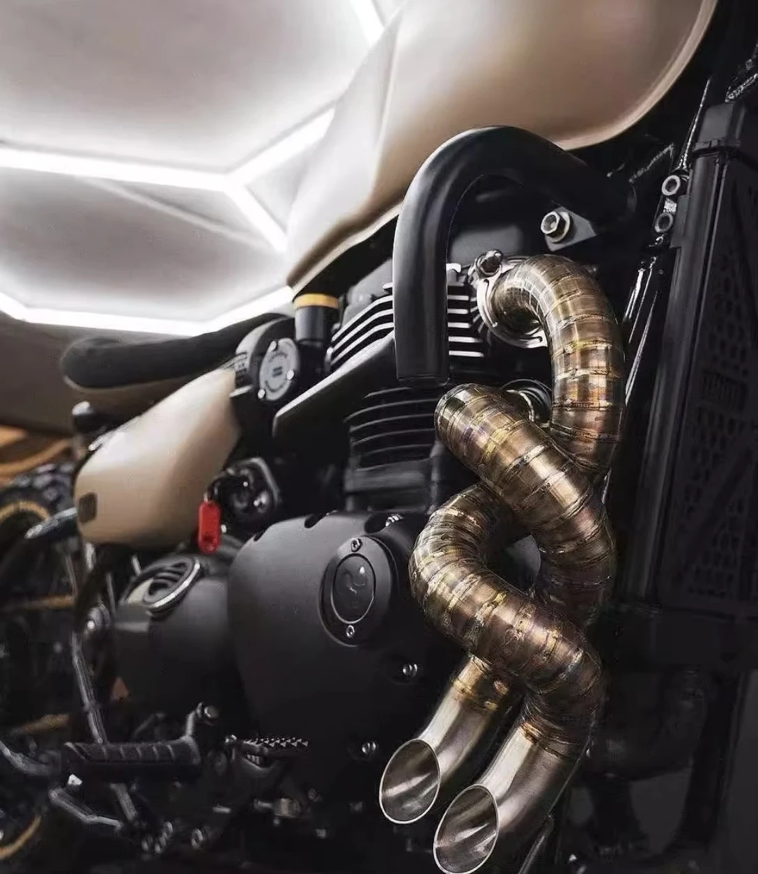 For BOBBER 1200 Twist Shape titanium Exhaust and titanium Air Filter Element 2
