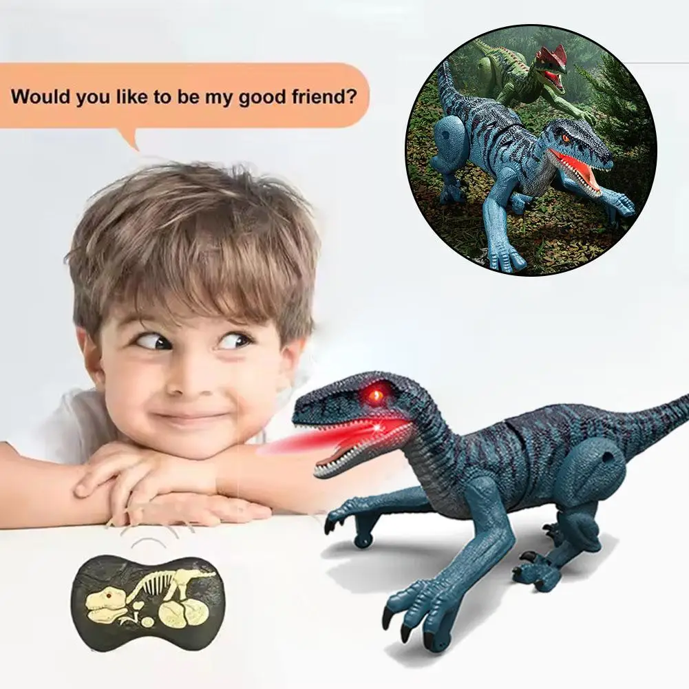 Children's Remote Control Dinosaur Toys Simulation Velociraptor Tynosaurus Rex Speak Out Shine Electric Dinosaur Toys For Gift