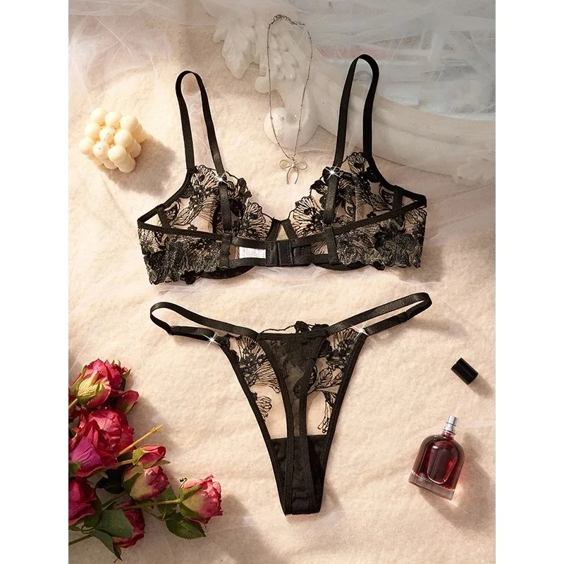 Tornova malha floral sexy lingerie calcinha modelo fino bordado transparente interessante renda erótica encantadora roupa interior adulto terno