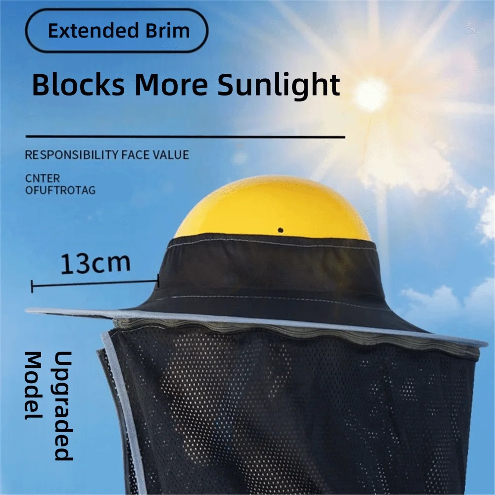 مع قبعة أمان مخططة عاكسة للضوء، قناع قابل للتنفس وقابل للطي للرقبة، مقاوم للشمس، حماية للوجه والرقبة