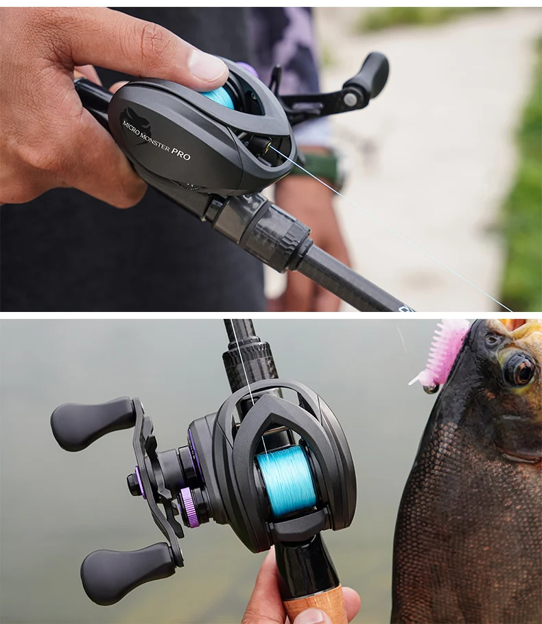 KINGDOM Micro Pro Baitcasting-Angelrolle 7,6:1 Übersetzungsverhältnis 4,6 kg maximale Bremskraft 138 g Gewicht Ultraleichtes Kohlenstoffmaterial Angelrolle – Detail 25