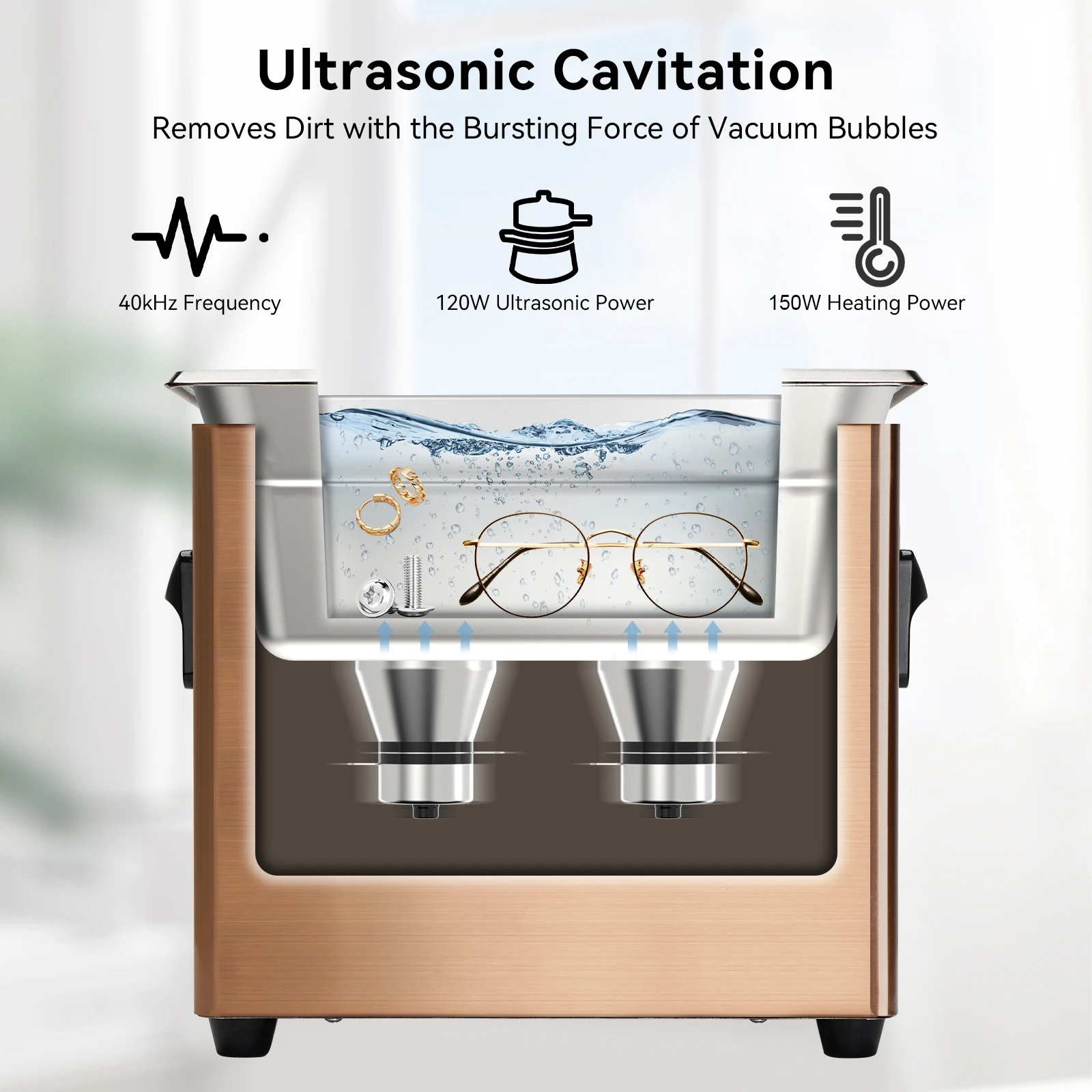 3.2L Ultrasonic Cleaner 40kHz Ultrasonic Bath Cleaning Machine For Jewellery, Eyeglasses, Dental, CPAP, Tools, Small Parts etc