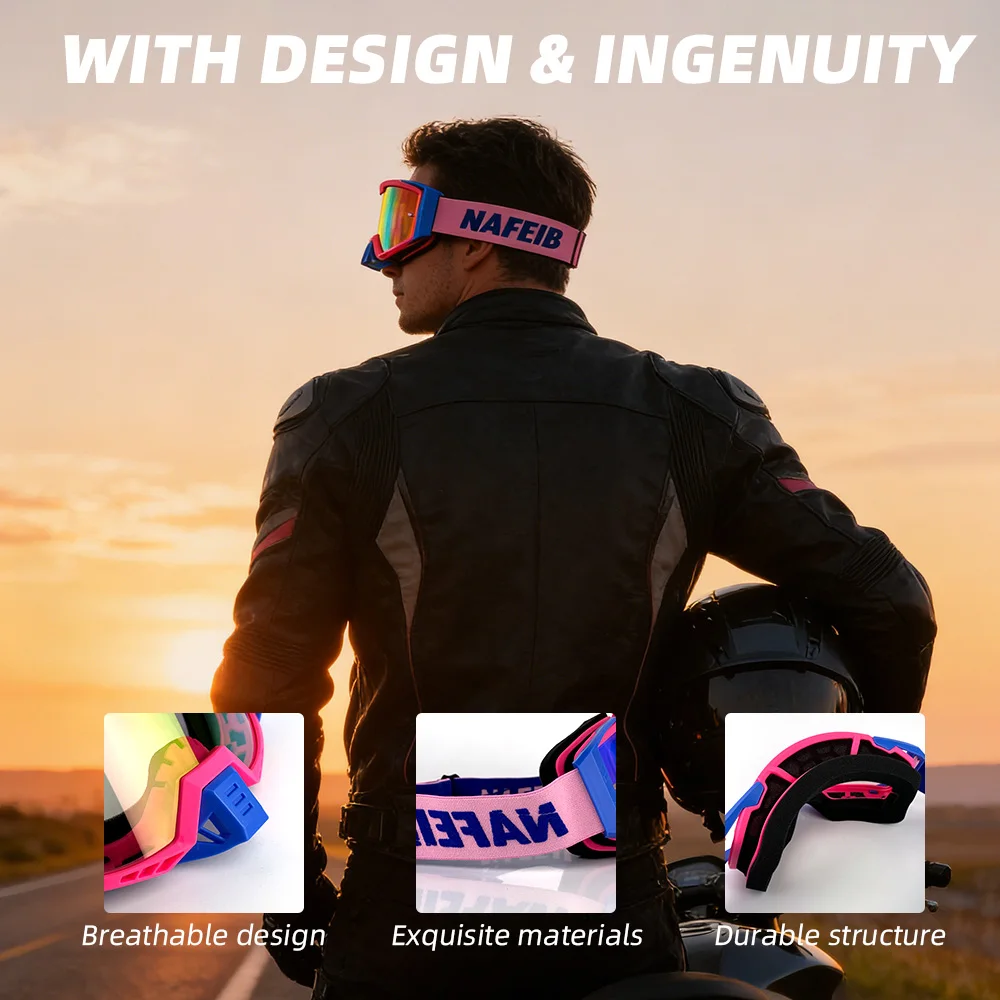 Motorcycle Helmet Protective Glasses N2510 Windproof Dustproof Outdoor Sports Eye Goggles Ski Motocross Riot Contr 4