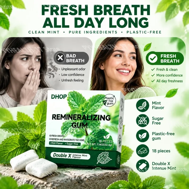 Double X Intense Mint Flavor Sugar Free Gummies Supports Healthy Teeth Fresh Breath Refresh Mind Digestive Balance 18 Pieces