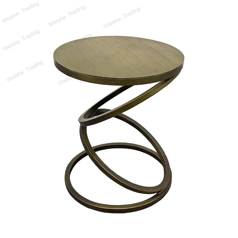 Light luxury edge few stainless steel modern creative small coffee table living room Italian minimalist sofa corner few
