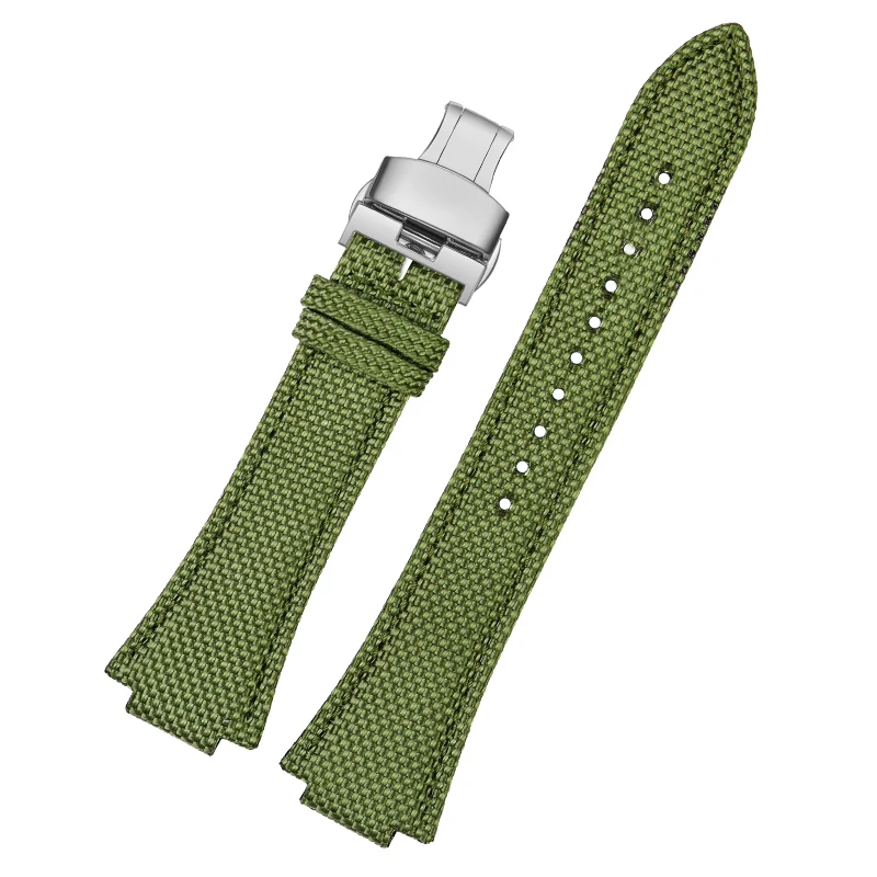 26*14mm Nylon Canvas Leather Bottom Watchband For Casio Heart of steel Edifice Series GST-B400 EFB-680 ECB-10D Strap Bracelet