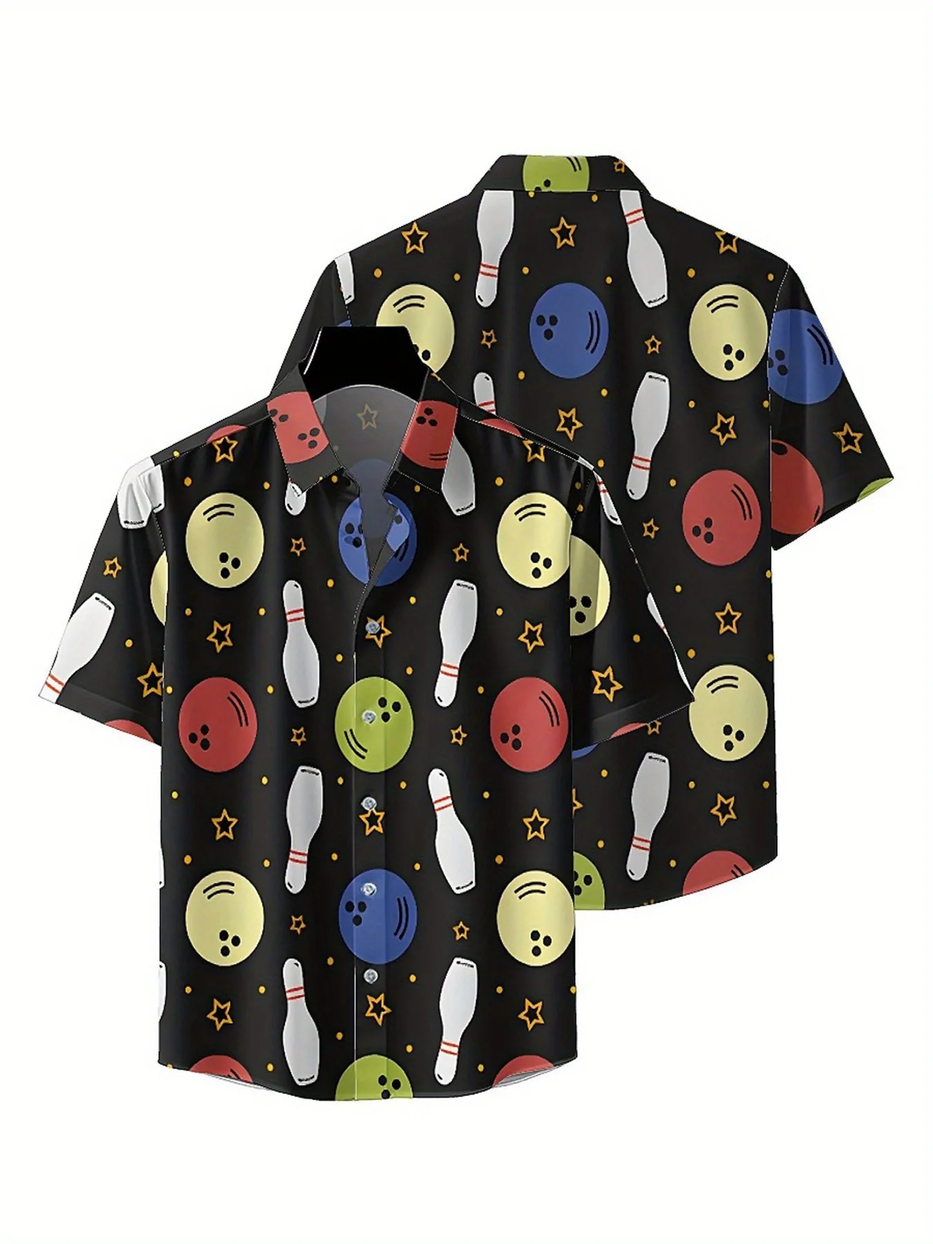 Men's Plus ขนาดเสื้อฮาวายที่มีสีสันลูกโบว์ลิ่งและโบว์ลิ่งเลนรูปแบบ,เสื้อแฟชั่นฤดูร้อนใหม่, hip Hop Rock Streetwear