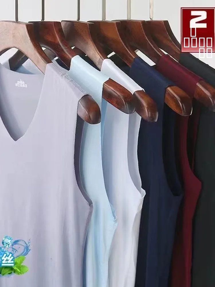 

Ice Silk Vest Men's Thin Sport Fitn Breathable Qui Dry V-ne Wide oulder Svel T-irt Trendy Summer No-Tag