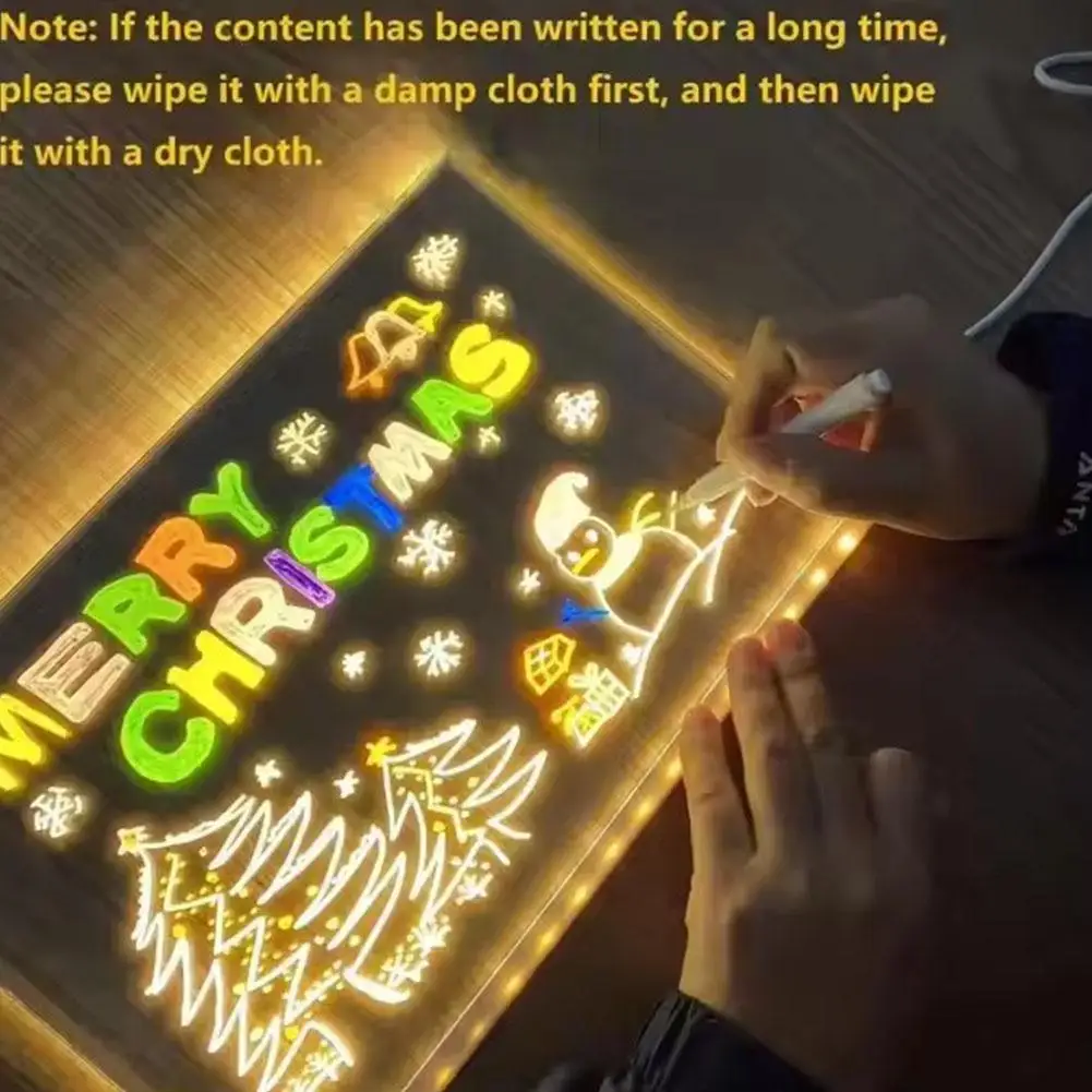 لوحة رسم Magic Glow Kids: جهاز لوحي LCD قابل لإعادة الاستخدام مع لوحة ملاحظات LED بإضاءة ليلية وقابلة للمسح