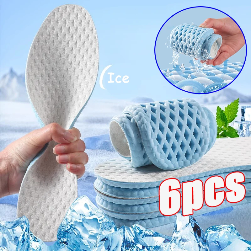 2/6pcs Mesh Breathable Feet Running Sports Insoles Summer Cool Shoes Pads Soft Shock-Absorbing Support Plantar Template Insole image 3