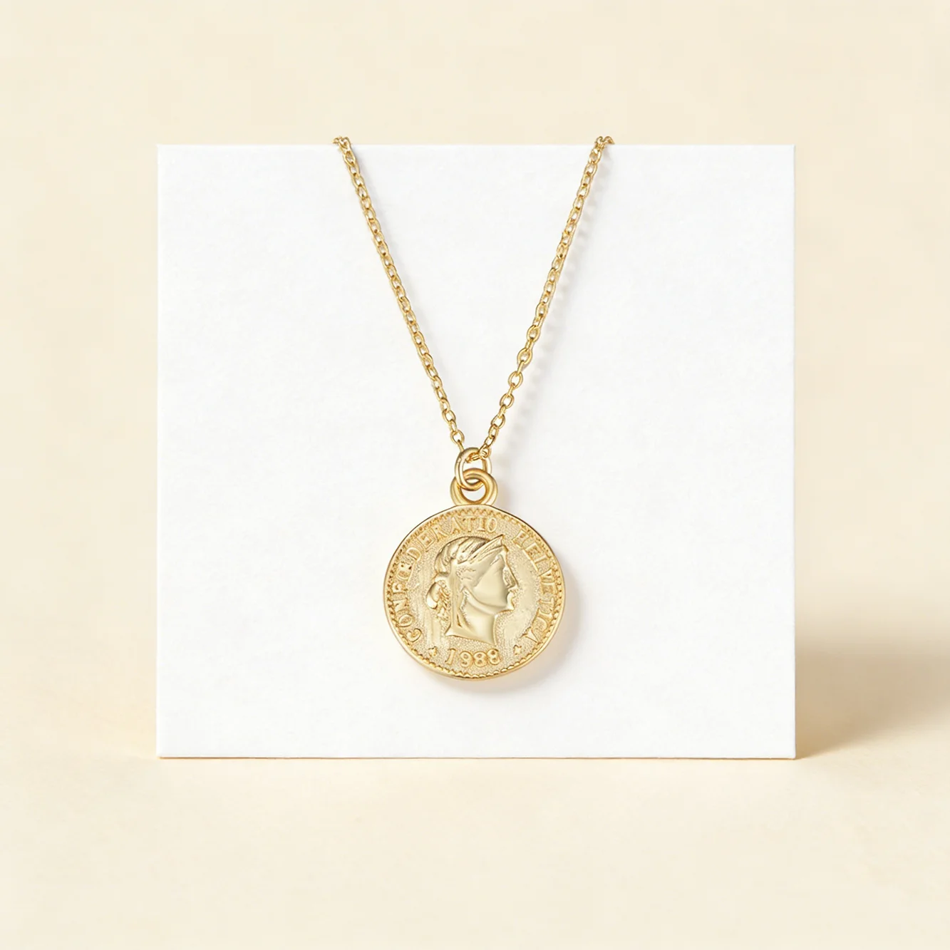 

FULSUN Dainty Queen Elizabeth II Coin Pendant Necklace 925 Sterling Silver 14K Gold/Rhodium Plated Adjustable For Women